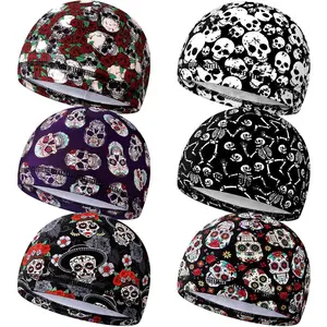 Haysandy 6 Pcs Cooling Skull Cap Motorcycle Helmet Liner Men Women Sweat Wicking Beanie Bicycle Running Cap Head Wrap