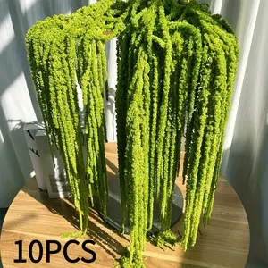 10 Artificial Amaranthus Flowers - Elegantly Green Wisteria Hanging Flowers, Perfect for Bohemian Home Decor, Parties, Wedding Centers, Christmas, Valentine's Day, Outdoor Garden Decorations, Photography Props, Bride Bouquet Accessories