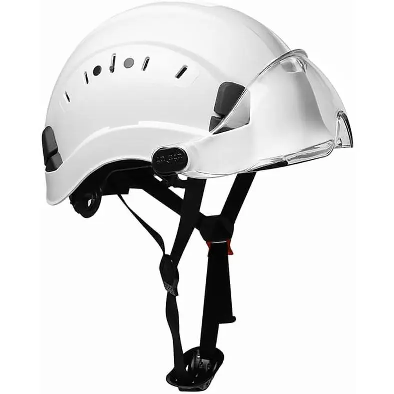 Lightweight Protective Helmet with Vented Polycarbonate Shell, Integrated Visor, 6-Point Suspension & Chin Strap for Forestry, Scaffolding & Woodworking, Mechanics, Flip-Up Visor, Abs, Vented Shell, Many Jobs, 11.5X9.5x6.2 Inches, 1.2 Lbs