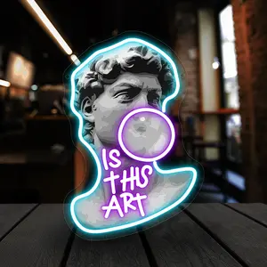 Cool Man 1PC LED Neon Signs Light - Clear Acrylic Art Decor for Bedroom Wall Decor, Multipurpose Decorative Wall Mounted Lights, USB Powered Modern Interior