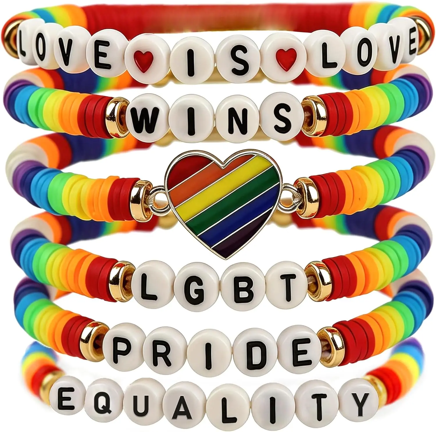 Pride Outfits for Women - 6 Pack Pride Bracelets | Pride Party Decorations Favors Supplies | Pride Outfit Accessories for Women