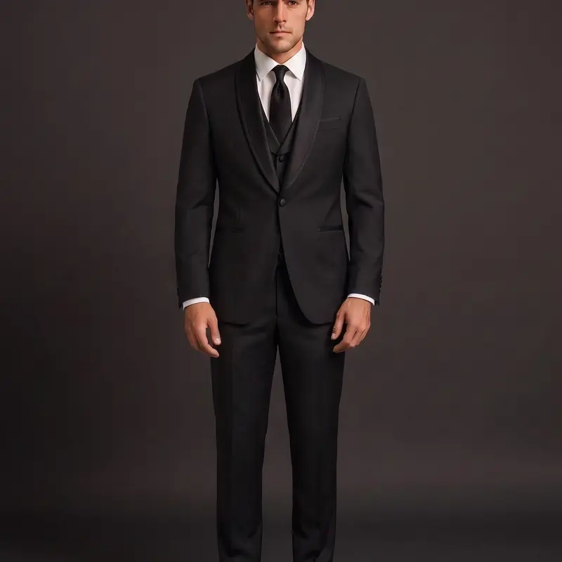Men's Retro Vintage 3-Piece Suit Set - Single-Button Shawl Lapel Long-Sleeve Blazer, V-Neck Vest, Trousers | Groom Formal Wear for Wedding, Formal Party