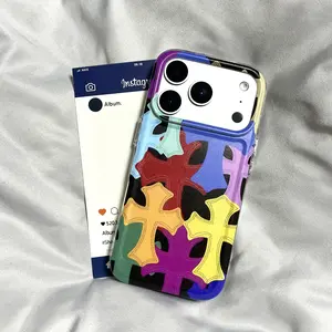 Suitable for iPhone 16 15 14 13 silicone cross high-end phone cases, iPhone 16 15 Plus silicone cross male and female phone cases