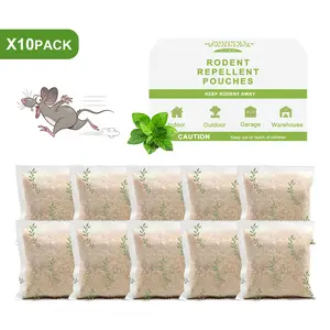 Rodent and rat repellent, mint oil rat repellent bag, suitable for indoor/outdoor/vehicle engine protection, long-lasting and effective mint oil formula, safe for pets and children, effectively repels rats for 30 to 60 days, 10 packs