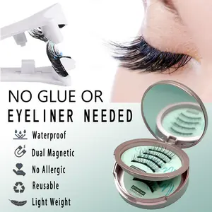 Magnetic Eyelashes Set -Eyelash Curlers withEyebrow Kit Spiky Eyelash Cluster withApplicator Eyelash Extensions Glue-Free Waterproof Lightweight eyeliner-free makeup cosmetic magnetic eyelash evil  lashes applicator kit magnetic false eyelash