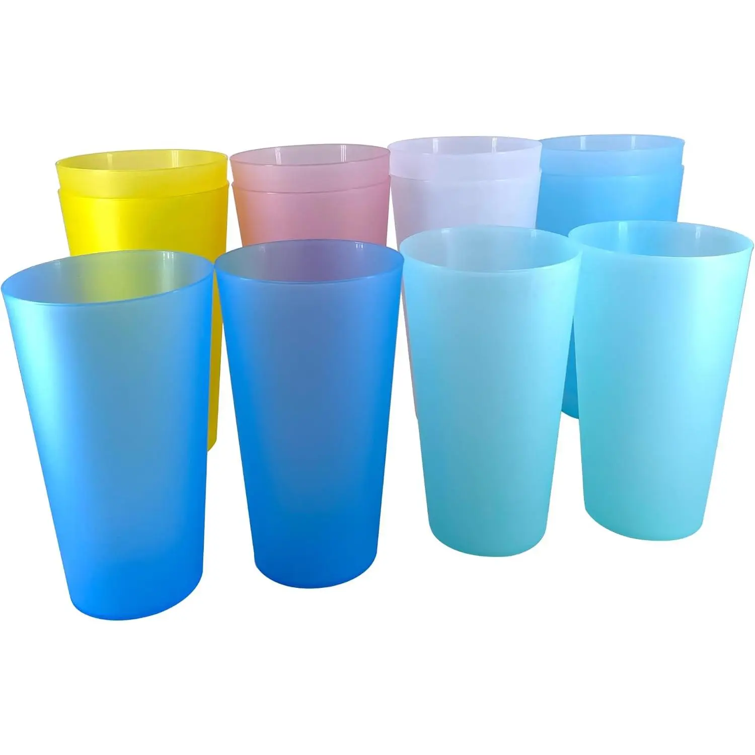 32-ounce Drinking Cups - Unbreakable Large Plastic Tumblers set of 12,  Dishwasher Safe in 6 Assorted Colors for Indoor Outdoor Use