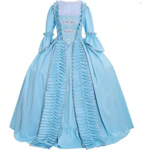Women's Queen Marie Antoinette Rococo Ball Gown Gothic Victorian Dress Costume Blue