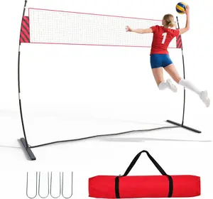 Portable Freestanding Volleyball Net Set – Adjustable Height, Complete Training System with Ball, Pump, Heavy-Duty Weatherproof Net, Carry Bag & Ground Stakes – Ideal for Backyard, Beach, Park