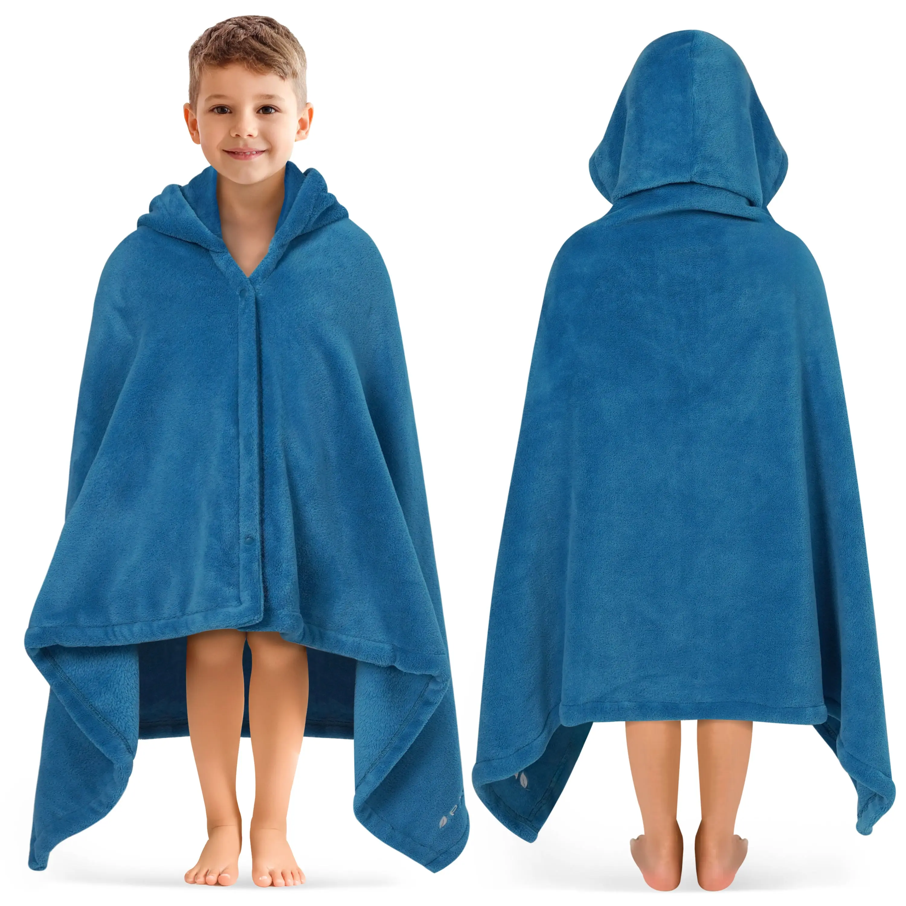 PAVILIA Fleece Hooded Towel for Kids, Soft Plush Beach Bath Towel, Absorbent Shower Wrap for Pool Swimming Toddler Boys Girls 3-8 Years 50x30 Inch