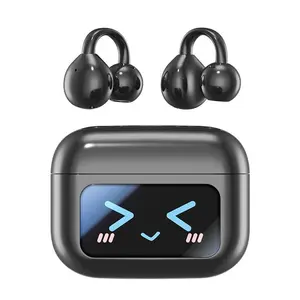 MOKATA Earbuds with screen,TWS Noise Cancelation Earphone, Wireless Headphones HiFi Stereo Earphones with ENC Noise Canceling Mic,Bluetooth 5.4 Sport Earphones for Earbuds with LED Display earclip design Clip-On ipx5 Audio Headset Basic Cable