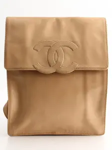 Pre-owned CHANEL Leather Backpacks CC Tan Backpack for Women Functional and Fashionable