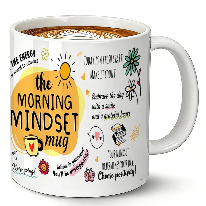 11oz Inspirational Coffee Mug, Positive Affirmation Tea Cup, Morning Motivation Ceramic Cup, Christmas Birthday Gift for Women Men, Ceramic Mugs