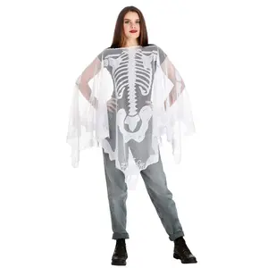 Adult Sheer Skeleton Costume Poncho