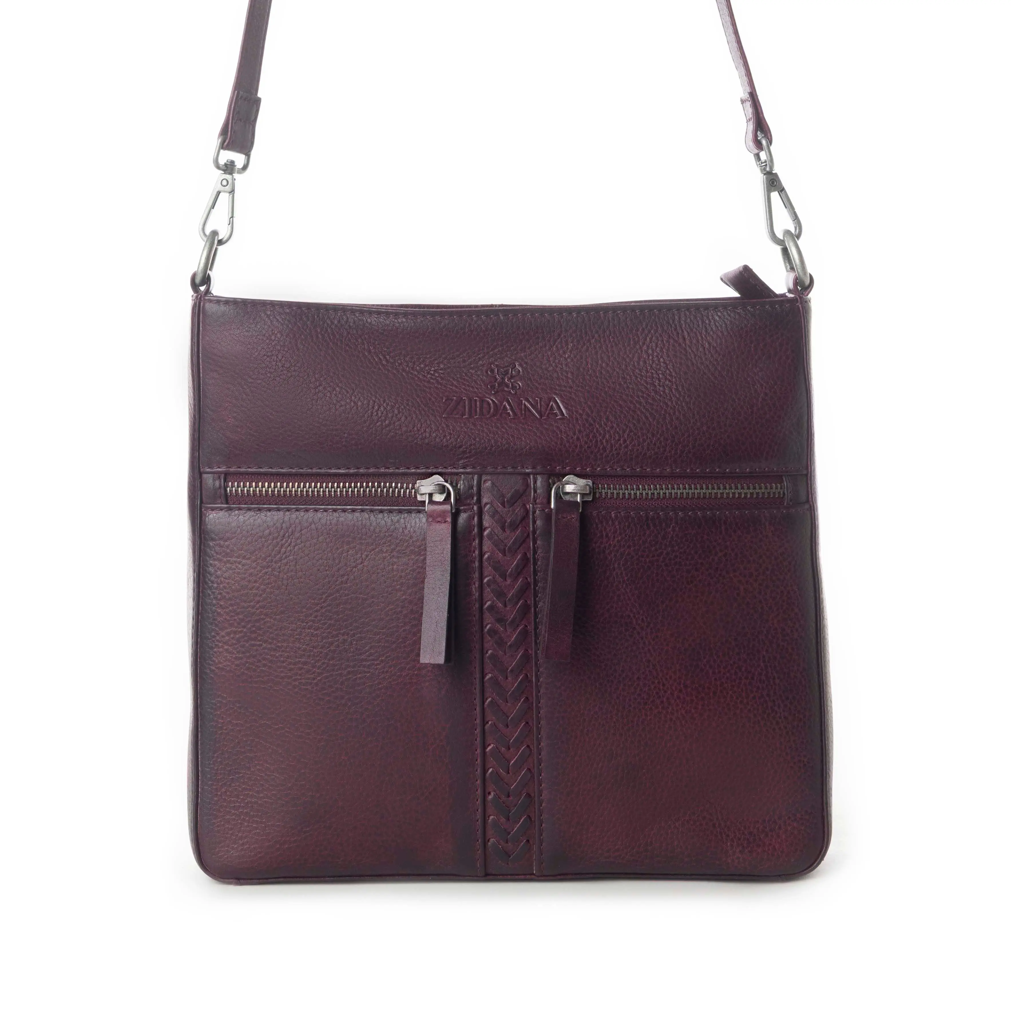 Women's Myra Zidana El Paso Twin Veg-Tanned Leather Crossbody Bag - Maroon Mesa, Leather Shoulder Bags, Handbag Style, Handbag Shoulder Bag