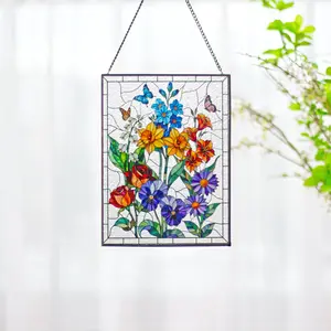 Custom Family Birth Flower Acrylic Suncatcher – Personalized Mom’s Garden Window Hanging, Floral Birth Month Sun Catcher, Mother’s Day Gift for Mom