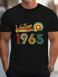 100% Cotton Vintage 60 Years Old Gift Funny 1965 60th Birthday Men T-Shirt Women's Men's Graphic Tee Crew Neck summer vacation Tops