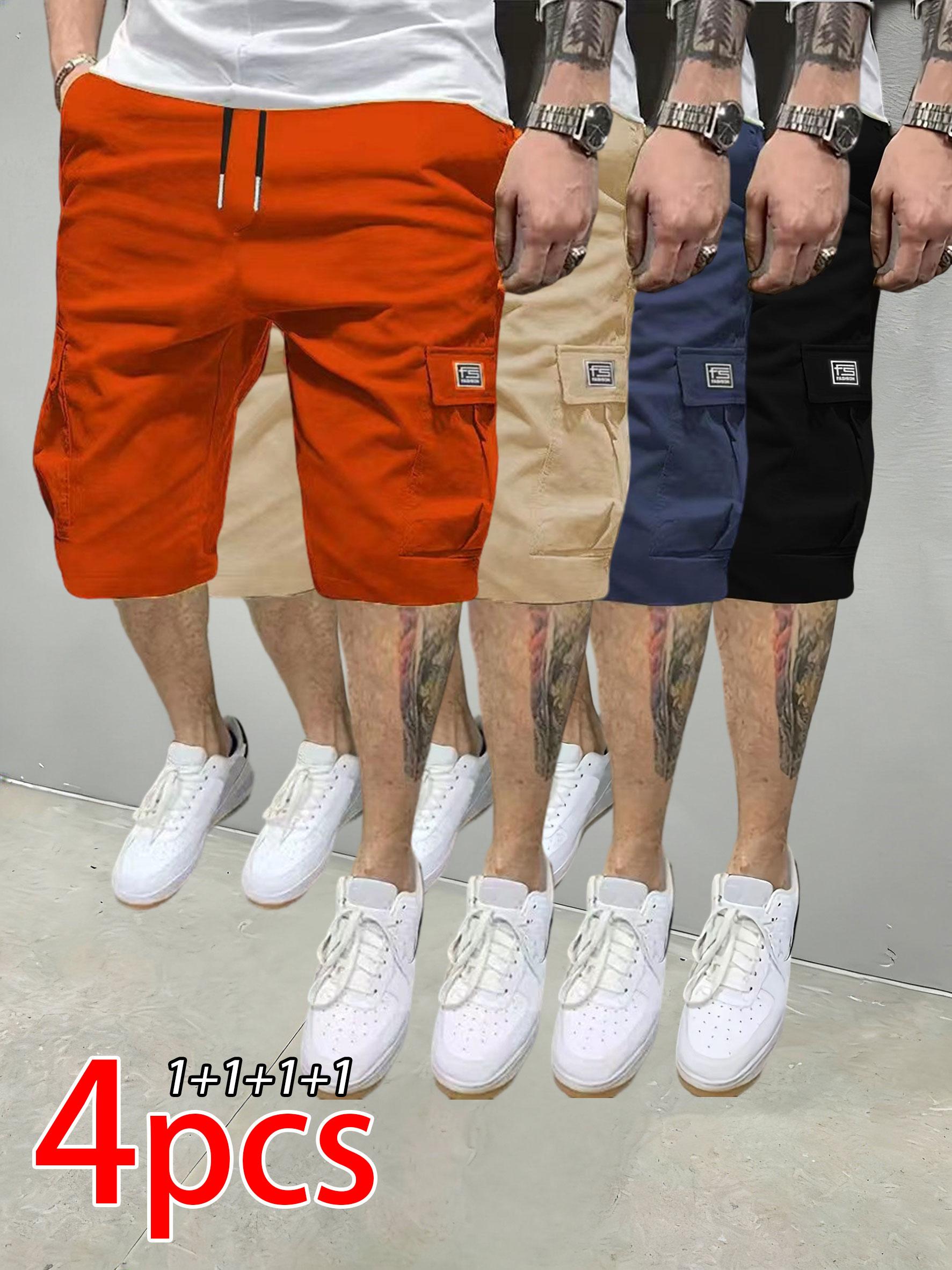 Men’s 4-Pack Cargo Shorts  Casual Athletic Style with Drawstring Design and Large Pockets, Perfect for Summer Outdoor Everyday Wear