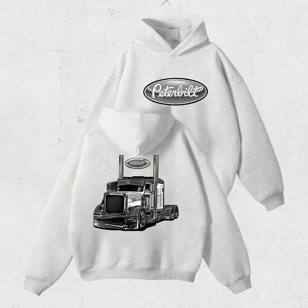Peterbilt Truck 2side Hoodie – Semi Truck Graphic Pullover for Men and Girl, Over-the-Road Hauler Style, Highway Rig Fashion, Unisex Trucker Sweatshirt