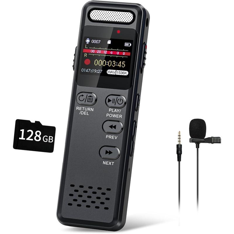 160GB Digital Voice Recorder with Playback, 1100mAh Mini Audio Recording Device for Lecture Interviews, 1536Kbps Voice Activated Recorder with Noise Reduction, Password, External Microphone