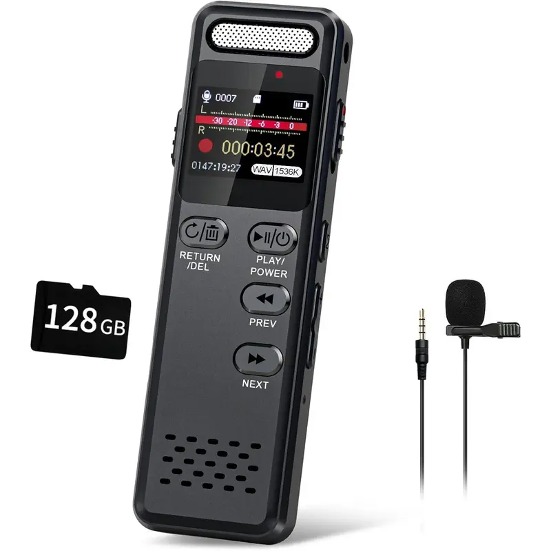 160GB Digital Voice Recorder with Playback, 1100mAh Mini Audio Recording Device for Lecture Interviews, 1536Kbps Voice Activated Recorder with Noise Reduction, Password, External Microphone