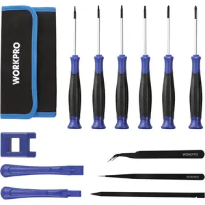 12 in 1 Torx Screwdriver Set with T3 T4 T5 T6 T8 T10 Security Torx Bit & Tweezers, Precision Magnetic Screwdrivers, Pry Bars, Spudger for Eyeglass, Watch, Computer, Laptop, Phone, with Pouch