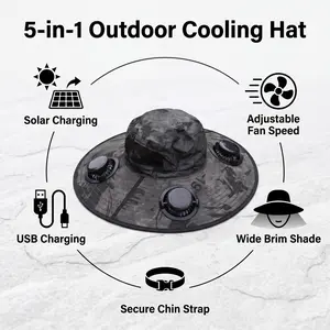 【Nomad Ridge】FathersDayGift Solar & USB Rechargeable Fan Hat – Wide Brim Outdoor Cooling Hat for Camping, Hiking & Gardening outdoorfun  fishing cap  outdoor sun protection  Solar Fan Outdoor Fishing Hat  sombrero protector solar  lightweight gear