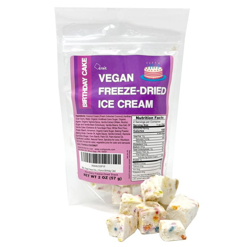 crait Vegan Freeze-Dried Ice Cream Dairy-Free Freeze Dried Ice Cream 2 Ounce (Birthday Cake)