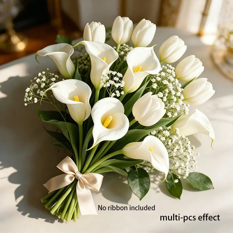 Artificial Tulips with Calla Lilies and Star Gazer, UV-Resistant Outdoor Decor, Wedding & Festival Decoration, Durable Home Ornament, Decorative Flower, Artificial Flowers