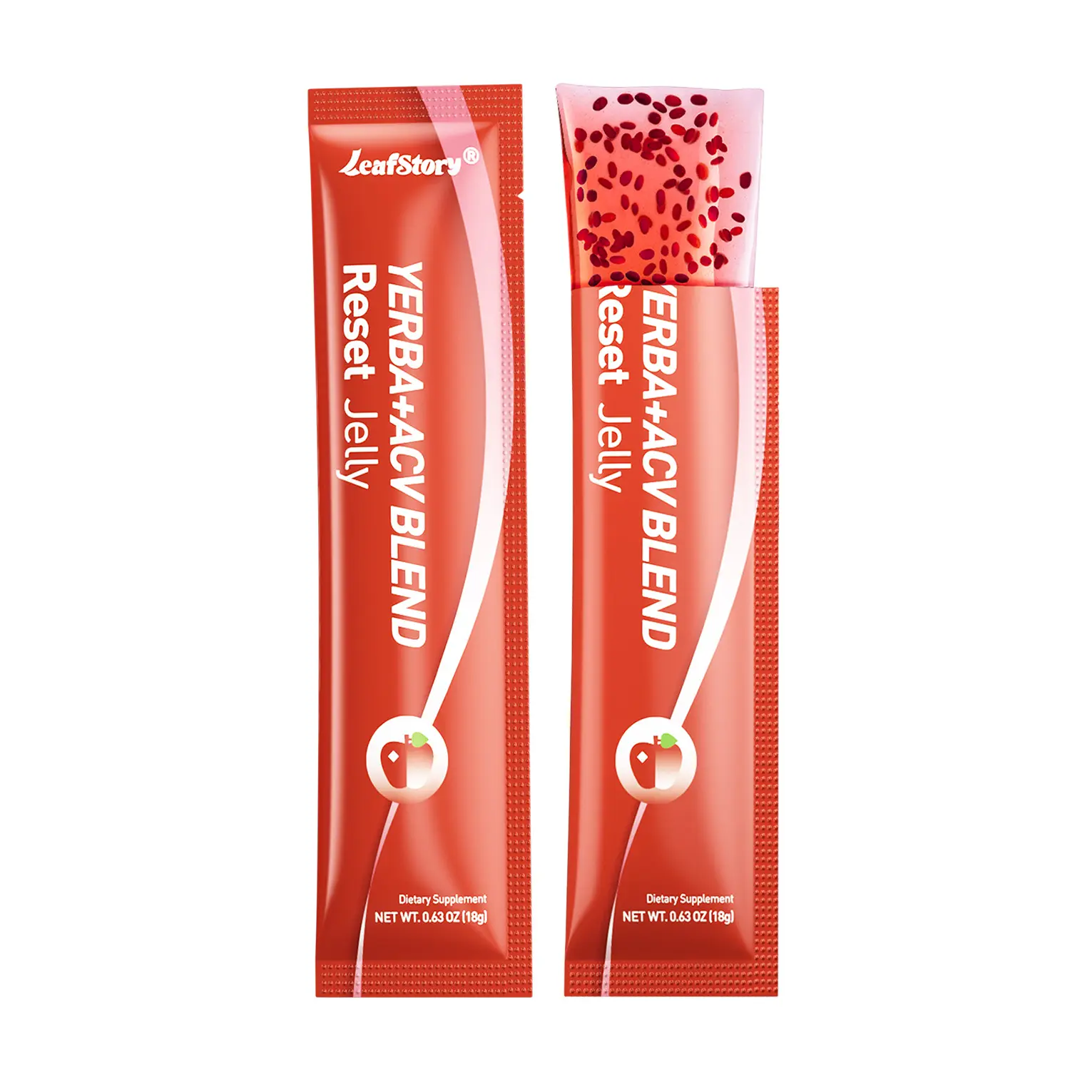 LeafStory Yerba + Apple Vinegar Reset Jelly (2 Sticks): Mixed Berry Flavor, Support Digestion, Gut Health, and Metabolism, Debloat, Natural Ingredients , Sugar-Free, Gluten-Free, Non-GMO, Gelatin-Free