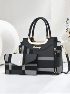 New Two-Piece Set Simple Women's Combination Bag Classic Elegant Fashion Durable Easy Carry Versatile Casual All-Seasons Large Capacity Shoulder Crossbody Plaid