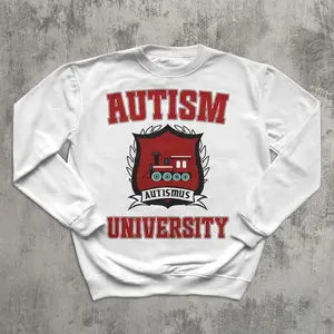 Autism University Funny Vintage Sweatshirt, 90s Retro Sweaters, Ugly Sweater, College Student Top, Ironic Tops, Silly Gift for Student
