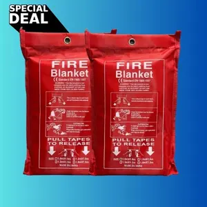 2 Pack Fire Blanket, Fiberglass Fire Emergency Suppression Blanket for Kitchen Home Camping Car Office School Welding Warehouse Survival Safety 39” x 39”, Heavy Duty Emergency Fire Blanket - 2 Pack