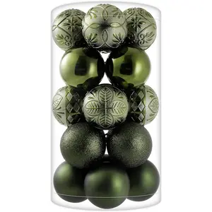 20ct Dark Green Christmas Ball Ornaments Shatterproof Plastic Christmas Tree Decorations for Xmas Party Home Office Holiday Decor Large Size (3.15", 80mm)