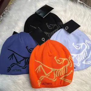 Arc'teryx Men's Black Hat with Yellow Logo Premium Knit Fabric Stretch Fit Unisex Casual Streetwear for Fall & Winter