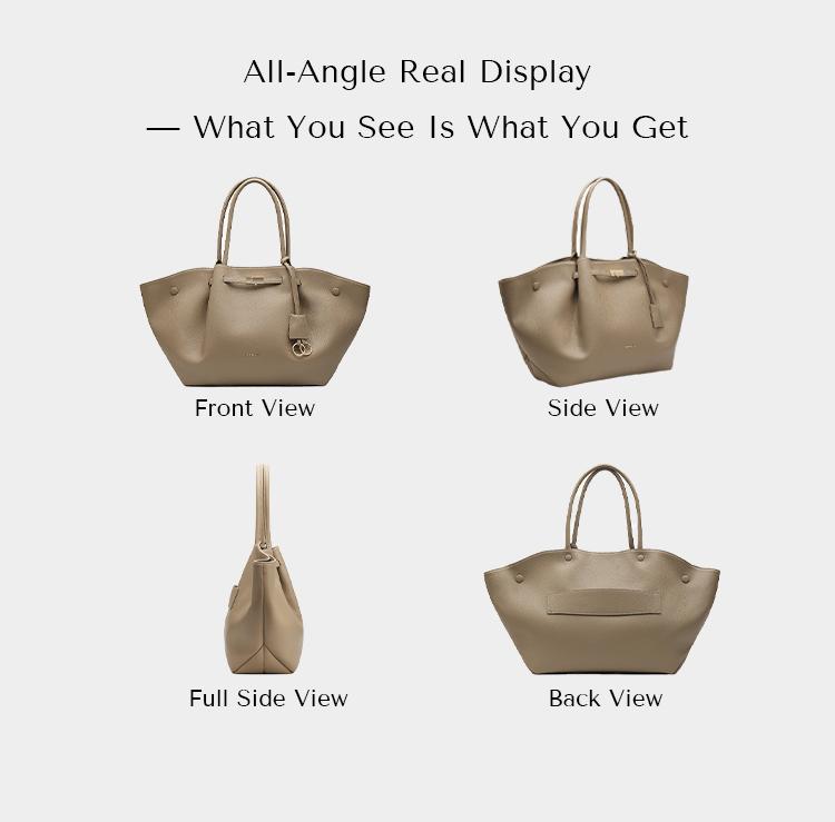 NEWBELLA Marella Collapsible Top Handle Tote - Women's Elegant PU Leather Purse, Detachable Charm, Magnetic Closure, 23.6"x12.6"x5.5"x11", Mothers Day Gift, Mom Gift, Work Bags for Women, Summer Everyday Tote Bags