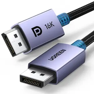 UGREEN 16K DisplayPort Cable 2.1 [VESA Certified] DP2.1 40Gbps Support 8K@240Hz 4K@240Hz HDR, HDCP, DSC 1.2a, Braided Display Port Cable Cord Compatible FreeSync G-Sync Video Card Monitor, 6.6FT
