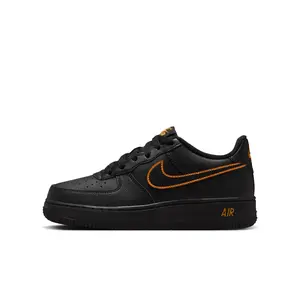 Nikes Air Force 1 Low IF6158-001 Basketball Shoes, Black/Sundial Colorway with Orange Swoosh, Durable Synthetic Leather for All Seasons Sports & Outdoor Use