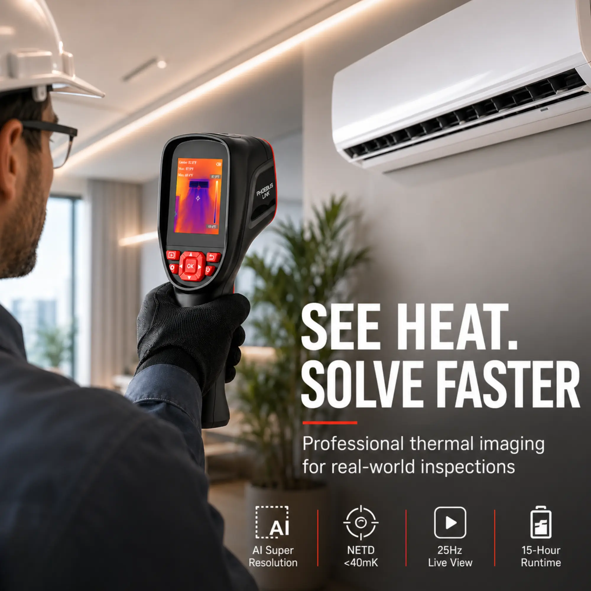RCX100 Professional Thermal Imaging Camera 320x240 IR Resolution 50mK Sensitivity -20℃ to 550℃ Auto Hot Cold Spot Tracking USB Data Transfer Industrial Infrared Thermometer