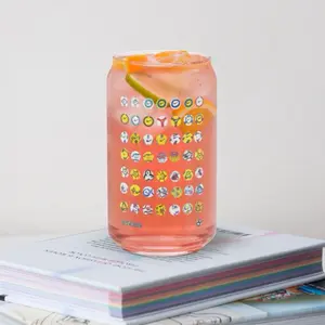 GIVE&GO x A Ball A Day Cup 16 oz Glass Beverage Container for Spring & Summer Drinks 0-500 Ml Not Dishwasher Microwave Safe