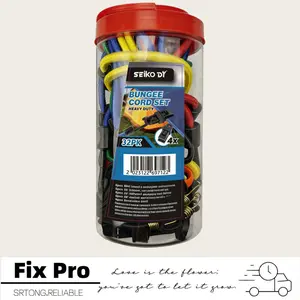 32-Piece Multi-Functional Outdoor & Home Elastic Tool Set – Canned Trampoline Bungee Cords,Bungee Cords with Hooks, Heavy Duty Outdoor, Large Medium Small Mini Elastic Canopy Tarp Bungee Ball Ties Tarp Clips Organizer