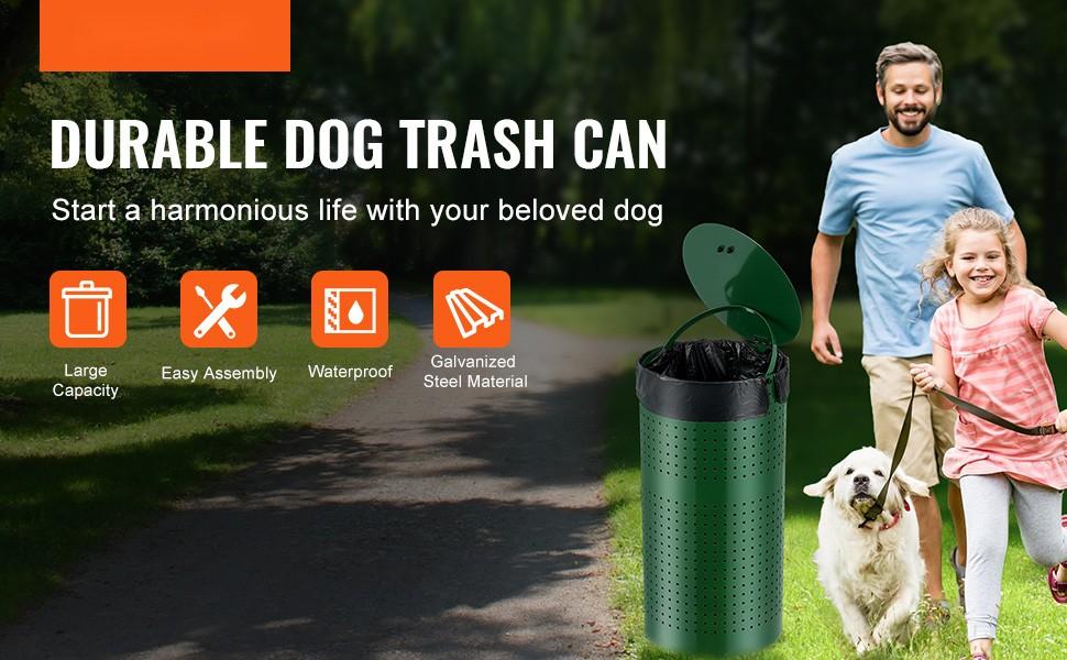 Weather-Resistant Dog Poop Trash Can, 11.5 Gallon Dog Waste Bin With Lid, Outdoor Durable Pet Waste Container For Yard And Garden, Rust-Resistant Construction, Easy-Clean Surface, Secure Lid