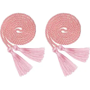 Pink Graduation Cord 2PCS Graduation Honor Cords for Class of 2026 Rayon Braided Grad Cord with Tassels 68" Long Polyester Yarn Honor Ropes for Bachelor Master Doctoral