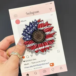 USA Flag Sunflower MagSafe Phone Grip – Patriotic Floral Magnetic Pop Socket & Kickstand – Independence Day Gift