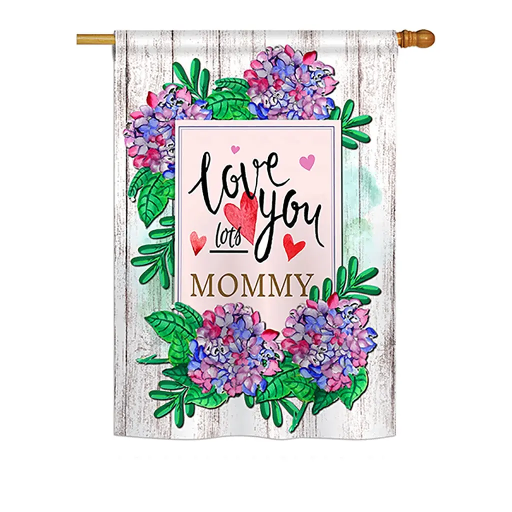 Breeze Decor BD-MD-H-115118-IP-BO-DS02-US Double-Sided Polyester Vertical House Flag, Mommy-Focused 28x40" Fade-Resistant Reusable Decorative Outdoor Banner for Mother's Day