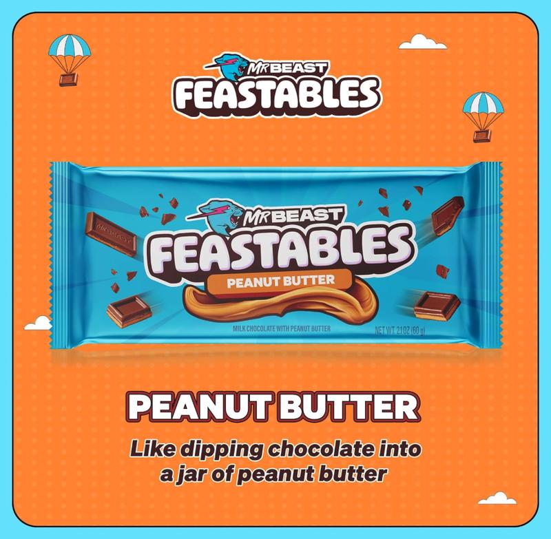 Feastables by MrBeast Sampler Pack King Size Chocolate Bars - for Adults & Kids, Chocolate, Candy, Cocoa Sweet & Crunchy Snack, Fairtrade Certified, Kosher, Perfect for Gifting or Snacking