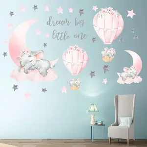 Teddy Bear Cartoon Wall Sticker, Vinyl Wall Art Decals for Baby Kids Room, Peel and Stick Nursery Decor, Living Room Home Decoration