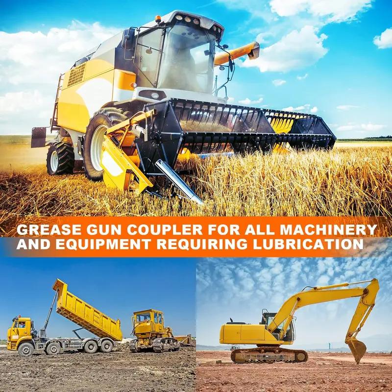 Locking Grease Gun Coupler with Flexible Hose, Leak-Proof Quick Release 6-Jaw Grease Gun Tip for 1/8" NPT Fittings, Rated 10000 PSI for Manual Pneumatic Battery Grease GunsAdjustable Stainless Steel Tool Set