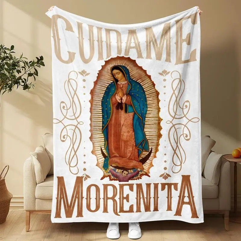 Our Lady Of Guadalupe Pattern Blanket Soft Funny Throw Blanket Cozy Lightweight Plush Portable Cover Blanket For Sofa,Warm Gift For Birthday,Christmas,Multiple Blanket