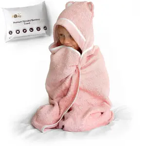 Premium Toddler Hooded Towel Extra Soft Rayon from Bamboo Toddler Bath Towel Pink