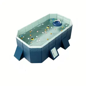 2.1m PVC Folding Pool Not Inflatable Outdoor Bathtub for Summer Cooling 1200L 310GAL Capacity Blue Durable Easy Setup for Patio Backyard Garden Beach Family Fun, Blue Color Options, PVC Material, Product Dimensions: 53.94 W x 82.68 D x 19.69 H